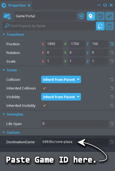 Paste Game ID in Game Portal Properties
